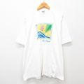 【50%OFF】XL★古着 Crazy Shirts 半袖 ビンテージ Tシャツ メンズ 90年代 90s マーサズビンヤード ヒトデ コットン クルーネック USA製 白 ホワイト 24aug07 中古