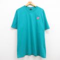 【50%OFF】XL★古着 ヘインズ Hanes 半袖 ビンテージ Tシャツ メンズ 00年代 00s 太陽 コットン クルーネック 青緑 24aug07 中古