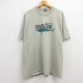 【50%OFF】XL★古着 ヘインズ Hanes 半袖 ビンテージ Tシャツ メンズ 00年代 00s SHARF TANK サメ コットン クルーネック 緑系 グリーン 24aug07 中古