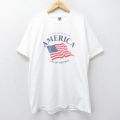 【50%OFF】XL★古着 フルーツオブザルーム 半袖 ビンテージ Tシャツ メンズ 00年代 00s アメリカ 星条旗 大きいサイズ コットン クルーネック 白 ホワイト 24aug07 中古