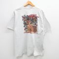 【50%OFF】XL★古着 半袖 ビンテージ Tシャツ メンズ 00年代 00s シカ 大きいサイズ クルーネック 薄グレー 霜降り 24aug07 中古