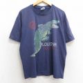 ヘインズ 00s 半袖Tシャツ ワニ ネイビー XL | 古着