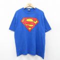 XL★古着 半袖 ビンテージ Tシャツ メンズ 00年代 00s DCコミックス スーパーマン 大きいサイズ コットン クルーネック 青 ブルー 25apr02 中古