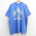 フルーツオブザルーム 90s 半袖Tシャツ ヤシの木 ブルー XL | 古着