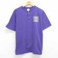 L★古着 半袖 ビンテージ Tシャツ メンズ 00年代 00s 灯台 ケープコッド コットン ヘンリーネック 紫 パープル 25may01 中古
