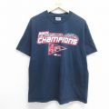 L★古着 半袖 ビンテージ Tシャツ メンズ 00年代 00s MLB ボストンレッドソックス コットン クルーネック 紺 ネイビー メジャーリーグ ベースボール 野球 25may01 中古