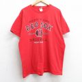 XL★古着 フルーツオブザルーム 半袖 ビンテージ Tシャツ メンズ 00年代 00s MLB ボストンレッドソックス コットン クルーネック 赤 レッド メジャーリーグ ベースボール 野球 25may01 中古
