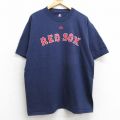 XL★古着 マジェスティック 半袖 ビンテージ Tシャツ メンズ 00年代 00s MLB ボストンレッドソックス ジェイソンバリテック 33 コットン クルーネック 紺 ネイビー メジャーリーグ ベースボール 野球 25may02 中古