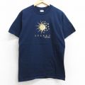 00s 半袖Tシャツ 太陽刺繍 ネイビー M | 古着