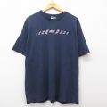 XL★古着 リーボック REEBOK 半袖 ビンテージ Tシャツ メンズ 00年代 00s　ビッグロゴ 大きいサイズ コットン クルーネック 紺 ネイビー 25may07 中古