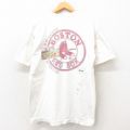 XL★古着 フルーツオブザルーム 半袖 ビンテージ Tシャツ メンズ 90年代 90s MLB ボストンレッドソックス マスターカード コットン クルーネック 白 ホワイト メジャーリーグ ベースボール 野球 【spe】 25may13 中古