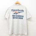 XL★古着 リーボック REEBOK 半袖 ビンテージ Tシャツ メンズ 90年代 90s ビッグロゴ 大きいサイズ コットン クルーネック USA製 グレー 霜降り 25may14 中古