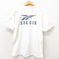 XL★古着 リーボック REEBOK 半袖 ビンテージ Tシャツ メンズ 90年代 90s ビッグロゴ 大きいサイズ コットン クルーネック USA製 白 ホワイト 【spe】 25may14 中古