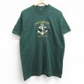 90s 半袖Tシャツ イカリ刺繍 グリーン L | 古着