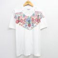 90s 半袖Tシャツ 花 ホワイト XL | 古着