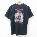 L★古着 半袖 ビンテージ Tシャツ メンズ 00年代 00s スケルトン 海賊 コットン クルーネック 黒 ブラック 25jul09 中古