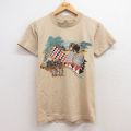 XS★古着 DEE CEE 半袖 ビンテージ Tシャツ メンズ 80年代 80s ゾウ 本 クルーネック USA製 ベージュ カーキ 25jul11 中古