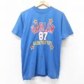 ヘインズ 80s 半袖Tシャツ HARLEM ブルー L | 古着
