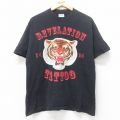 L★古着 半袖 ビンテージ Tシャツ メンズ 00年代 00s トラ タトゥー コットン クルーネック 黒 ブラック 25jul11 中古