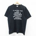 L★古着 半袖 ビンテージ Tシャツ メンズ 00年代 00s TEACHER メッセージ コットン クルーネック 黒 ブラック 25jul11 中古