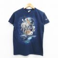 00s 半袖Tシャツ ゾウ キリン 地球 ネイビー S | 古着