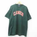 【50%OFF】XL★古着 チャンピオン champion 半袖 ビンテージ Tシャツ メンズ 00年代 00s CANES 大きいサイズ ロング丈 コットン クルーネック 緑 グリーン 25jul16 中古