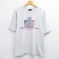 XL★古着 半袖 ビンテージ Tシャツ メンズ 90年代 90s ブルドッグ 星条旗 CWA クルーネック USA製 薄グレー 霜降り 25jul17 中古