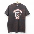 S★古着 半袖 ビンテージ Tシャツ メンズ 90年代 90s NHL フィラデルフィアフライヤーズ クルーネック USA製 黒他 ブラック アイスホッケー 25jul18 中古