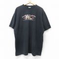 XL★古着 ラルフローレン Ralph Lauren チャップス 半袖 ビンテージ ブランド Tシャツ メンズ 90年代 90s ビッグロゴ 大きいサイズ ロング丈 クルーネック 黒 ブラック 【spe】 25jul18 中古