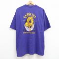 XL★古着 ヘインズ Hanes 半袖 ビンテージ Tシャツ メンズ 00年代 00s ライオン 大きいサイズ コットン クルーネック 紫 パープル 25jul24 中古