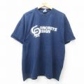 XL★古着 ヘインズ Hanes 半袖 ビンテージ Tシャツ メンズ 00年代 00s CONCRETE DESIGN コットン クルーネック 紺 ネイビー 25jul24 中古