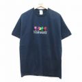 L★古着 半袖 ビンテージ Tシャツ メンズ 00年代 00s ヤシの木 パームスプリングス 刺繍 コットン クルーネック 紺 ネイビー 25jul24 中古