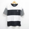 L★古着 半袖 ビンテージ Tシャツ メンズ 90年代 90s 王冠 クルーネック 黒他 ブラック ボーダー 25jul24 中古