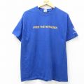 L★古着 ヘインズ Hanes 半袖 ビンテージ Tシャツ メンズ 00年代 00s ネットワーク コットン クルーネック 青 ブルー 25jul19 中古