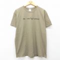 L★古着 半袖 ビンテージ Tシャツ メンズ 00年代 00s シカ コットン クルーネック 濃ベージュ カーキ 25jul19 中古