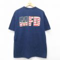 XL★古着 ヘインズ Hanes 半袖 ビンテージ Tシャツ メンズ 00年代 00s 消防署 インディアン MFD 大きいサイズ コットン クルーネック 紺 ネイビー 25jul19 中古