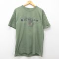 L★古着 半袖 ビンテージ Tシャツ メンズ 00年代 00s ミシガン コットン クルーネック 緑 グリーン 25jul19 中古