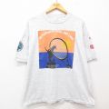 XL★古着 半袖 ビンテージ Tシャツ メンズ 90年代 90s テニス 大きいサイズ クルーネック 薄グレー 霜降り 25jul23 中古