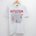 L★古着 HAGGAR 半袖 ビンテージ Tシャツ メンズ 90年代 90s POLISH メッセージ コットン クルーネック USA製 薄グレー 霜降り 【spe】 25jul25 中古