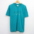 XL★古着 ヘインズ Hanes 半袖 ビンテージ Tシャツ メンズ 90年代 90s KNAPP クルーネック USA製 青緑 25jul25 中古