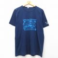 L★古着 半袖 ビンテージ Tシャツ メンズ 80年代 80s 魚 ダイビング クルーネック 紺 ネイビー 25jul25 中古