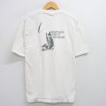 XL★古着 ヘインズ Hanes 半袖 ビンテージ Tシャツ メンズ 90年代 90s 魚 大きいサイズ コットン クルーネック USA製 白系 ホワイト 25jul25 中古