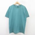 XL★古着 コロンビア COLUMBIA 半袖 ビンテージ Tシャツ メンズ 90年代 90s 無地 コットン クルーネック USA製 青緑系 25jul26 中古