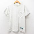 M★古着 ディスカス 半袖 ビンテージ Tシャツ メンズ 00年代 00s 無地 胸ポケット付き クルーネック 薄グレー 霜降り 25jul26 中古