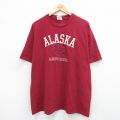 00s 半袖Tシャツ アラスカシカ刺繍 バーガンディ XL | 古着