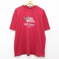 XL★古着 オールドネイビー OLD NAVY 半袖 ビンテージ Tシャツ メンズ ビッグロゴ 星条旗 コットン クルーネック 赤 レッド 25jul29 中古
