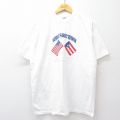 XL★古着 ヘインズ Hanes 半袖 ビンテージ Tシャツ メンズ 90年代 90s 星条旗 プエルトリコ コットン クルーネック USA製 白 ホワイト 25jul29 中古