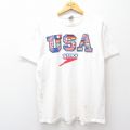 L★古着 スピード speedo 半袖 ビンテージ Tシャツ メンズ 90年代 90s USAロゴ 国旗 コットン クルーネック 白 ホワイト 25jul29 中古