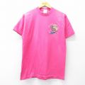 M★古着 フルーツオブザルーム 半袖 ビンテージ Tシャツ メンズ 90年代 90s ウエスタンブーツ 帽子 コットン クルーネック ピンク 25jul30 中古