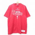 XL★古着 マジェスティック 半袖 ビンテージ Tシャツ メンズ 00年代 00s MLB フィラデルフィアフィリーズ コットン クルーネック 赤 レッド メジャーリーグ ベースボール 野球 25jul30 中古